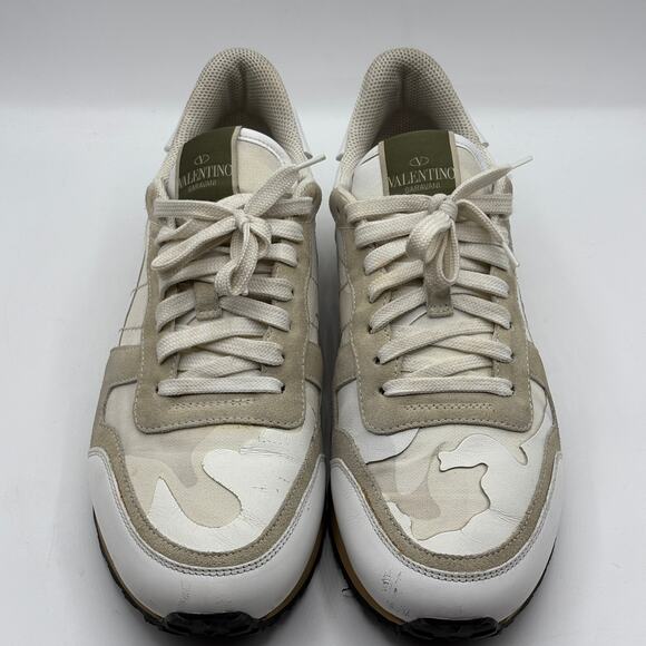 VALENTINO GARAVANI Camouflage Rockrunner Sneaker Rockstud White Grey Sz 43 - Picture 9 of 16